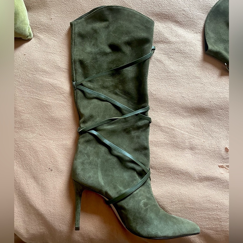 Schutz green suede boots size 9